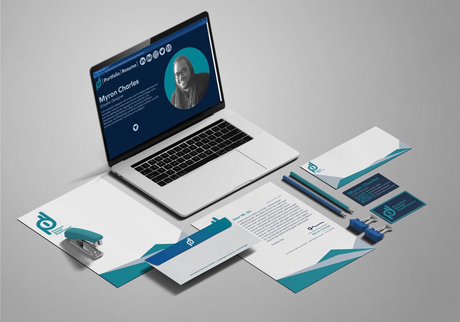 Premium Design Department brand identity mockup